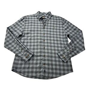 Johnnie-O Surfannel Gifford Maliblu Blue Plaid Button Down L/S Shirt Mens Medium